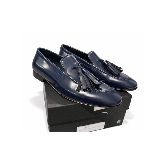 Louis Leeman LL00122 Blue Leather Tassel Loafers EU 39 New Italy